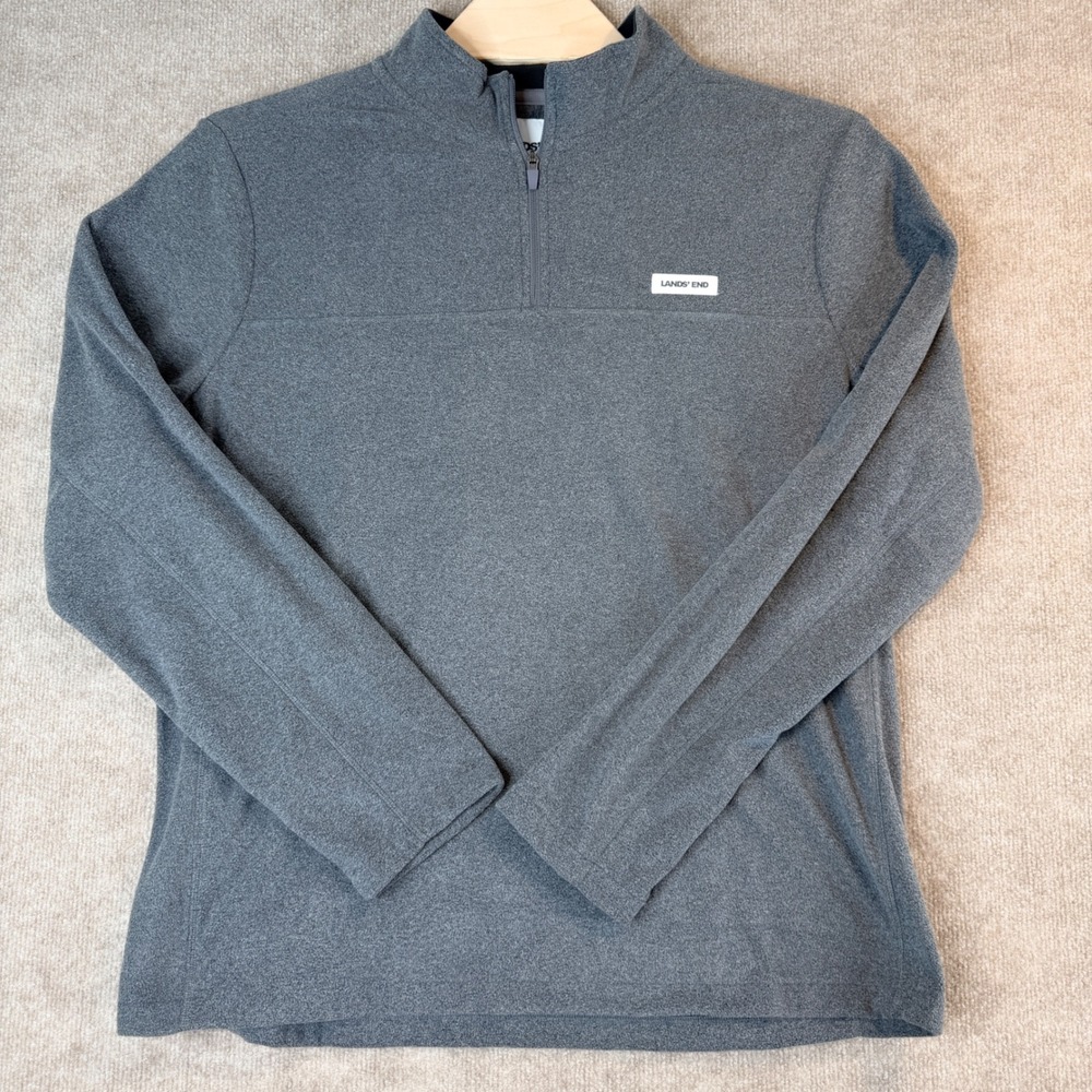 Lands End Mens XL Tall Gray Fleece Quarter Zip Pullover Sweater 501666 H25